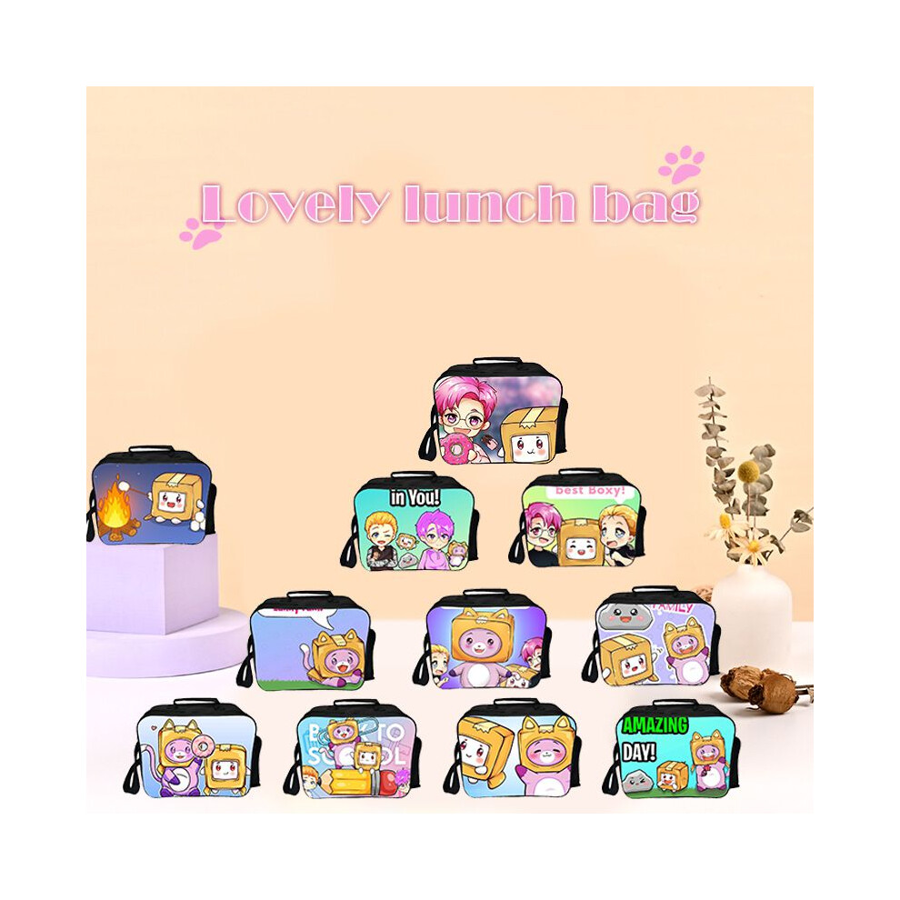 Lunch Lankybox Box Bag Children Cartoon Insulated Keep Cold Warm Outdoor Picnic