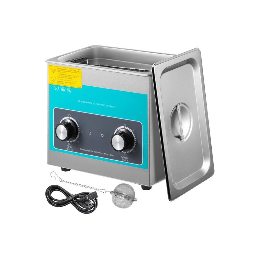 Vevor QXJSXNQXJ3L000001V1 3 Liter 40kHz 304 Stainless Steel Ultrasonic Cleaning Machine Knob Control Sonic Cleaner