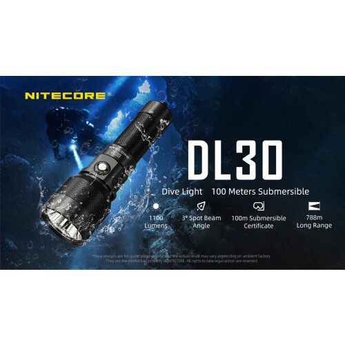 Nitecore DL30 USB-C Charging 1100 Lumens LED Diving Light Torch 1
