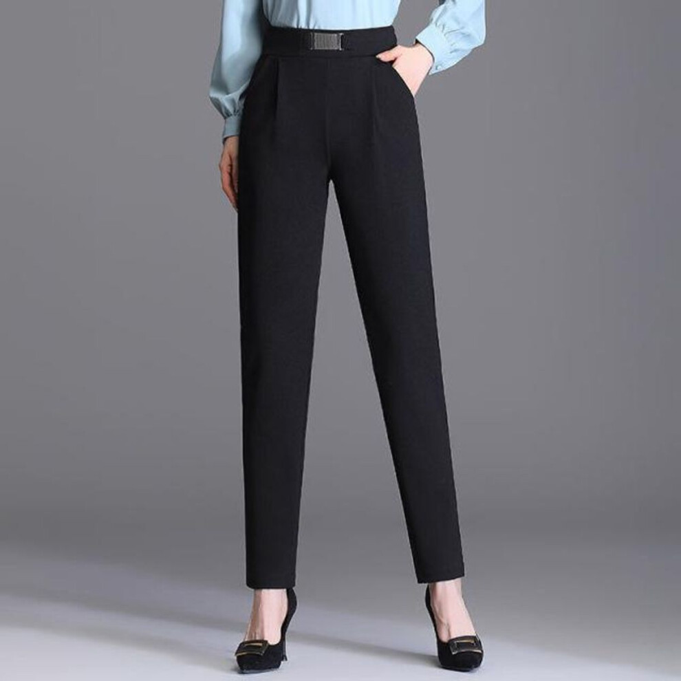 (black, XXXXL) Women Solid Elegant Ankle-length Pants Office Ladies Skinny Chic Trousers Female Casual Fashion Pant