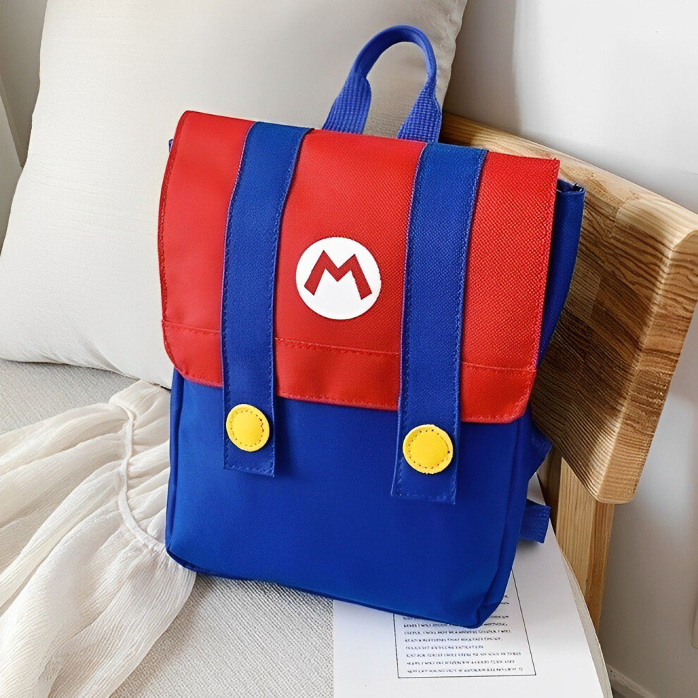 (Red) Mario Bros Super Backpack Cartoon Boy Girls School Bags Shopping Travel Hiking