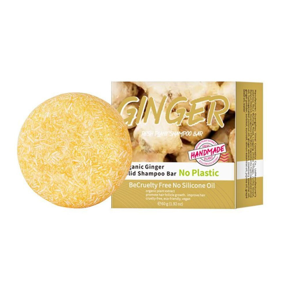 (60g) 60g Ginger Shampoo Soap Nourishes Hair, Prevents Thinning, Thick Hair, Strengthens Hair Roots, Repairs Split Ends