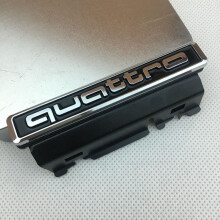 (Black&Silver) Front Grille Quattro Emblem Badge Chrome Metal Abs For Audi A4 A4l A5 A7 A6l