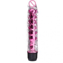 (Pink, 17.5*3.5cm) Crystal Silicone Jelly Vibrator Dildo Sex Toy 7 Inch Vibrator Massager Electric
