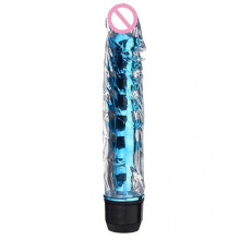 (Blue, 17.5*3.5cm) Crystal Silicone Jelly Vibrator Dildo Sex Toy 7 Inch Vibrator Massager Electric