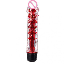 (Red, 17.5*3.5cm) Crystal Silicone Jelly Vibrator Dildo Sex Toy 7 Inch Vibrator Massager Electric