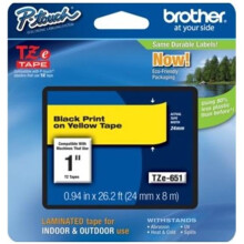Brother TZe Standard Adhesive Laminated Labeling Tape 1w Black on Yellow