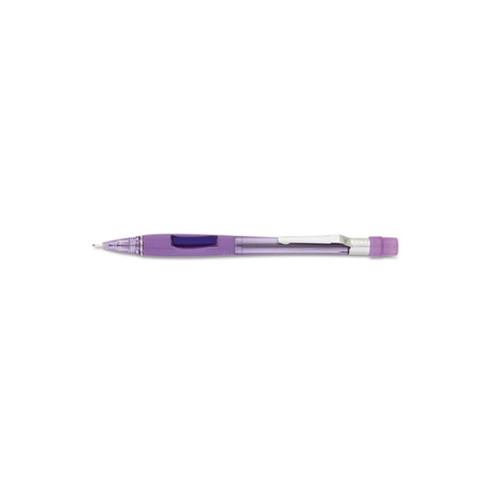 Pentel Quicker Clicker Mechanical Pencil 0.7 Mm Transparent Violet Barrel