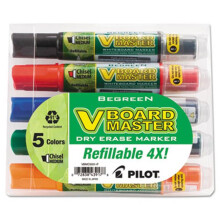 Pilot BeGreen Dry Erase Marker Assorted Chisel 5 per Pack