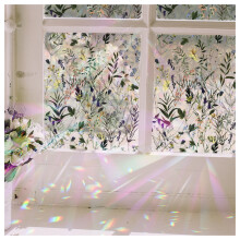 (28x100cm) Botanical Art Glass Window Films No Glue Static Privacy Glass Door Film,Translucent Glass Static Cling,Heat Control,Anti UV