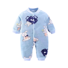 (Blue, 90) Infant Romper Newborn Jumpsuit Flannel Soft Warm Long Sleeve Outfit Clothes Baby
