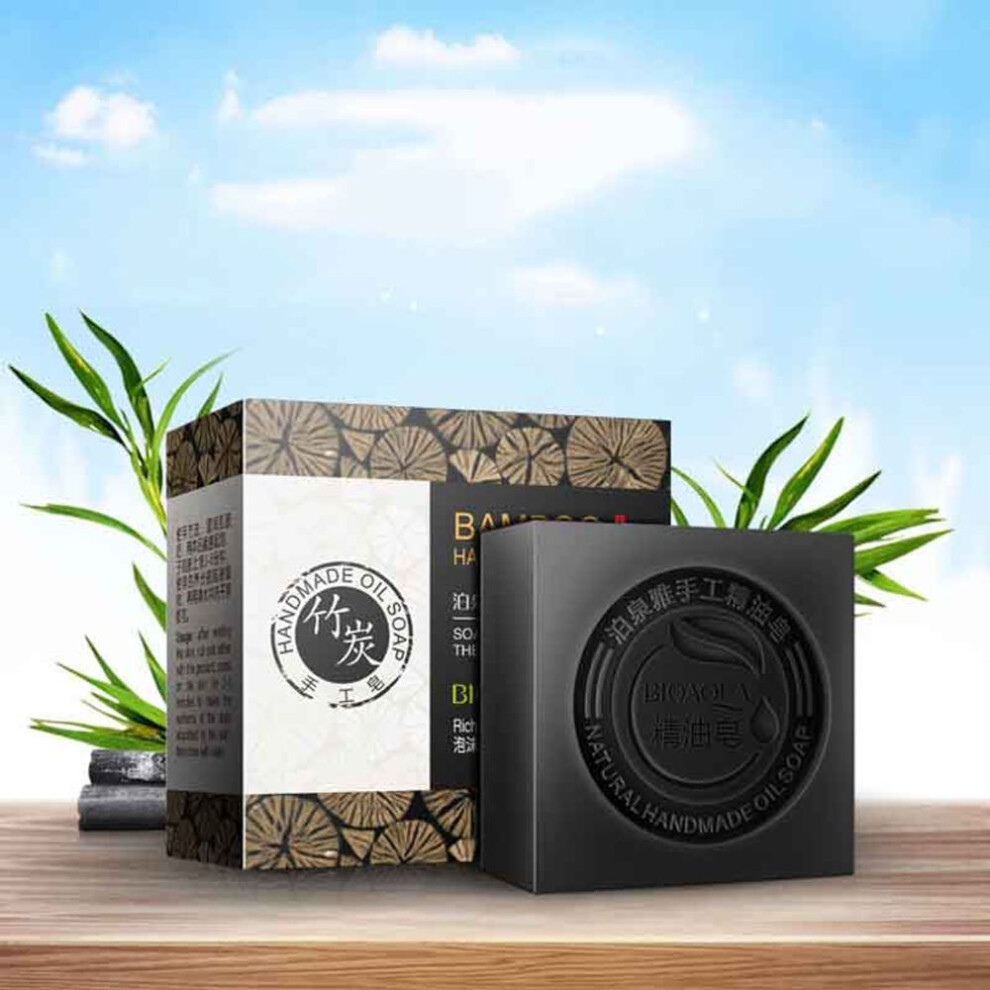 (as the picture, Bamboo charcoal) Bioaqua Bamboo Charcoal Soap Matcha Soap Lavender Cleansing Essential Oil Soap Beauty Skin Handmade Soap Cosmetics
