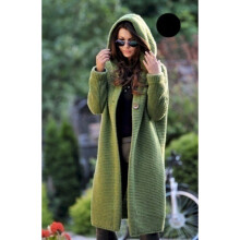 (Green, M) Cardigan Women Autumn Jacket Coat Hoodie Hooded Knitted Long Sweater Tops Jumper