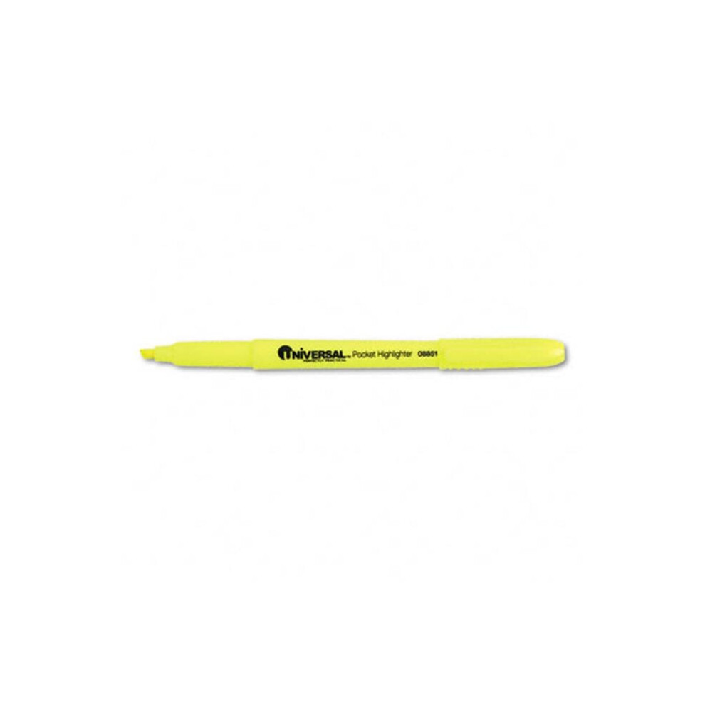 Universal  Pocket Clip Highlighter- Chisel Tip- Fluorescent Yellow Ink- 12/Pk-image-OPC-PFZKD9Z-NEW