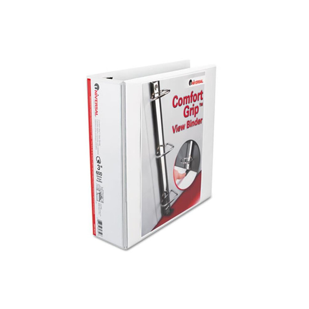 Universal Comfort Grip Deluxe Plus D-Ring View Binder 3'' Capacity White