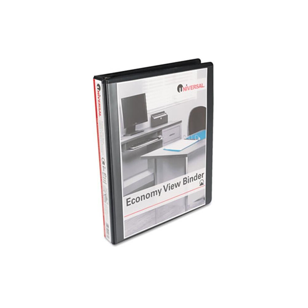 Universal  Round Ring Economy Vinyl View Binder- 1" Capacity- Black