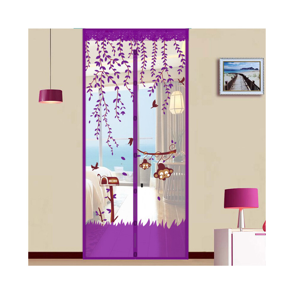 (Purple, 100X210cm/39.4X82.7in) Mosquito Anti Insect Bugs Magnetic Tulle Automatic Closing Door Net Mesh Screen 693703672911