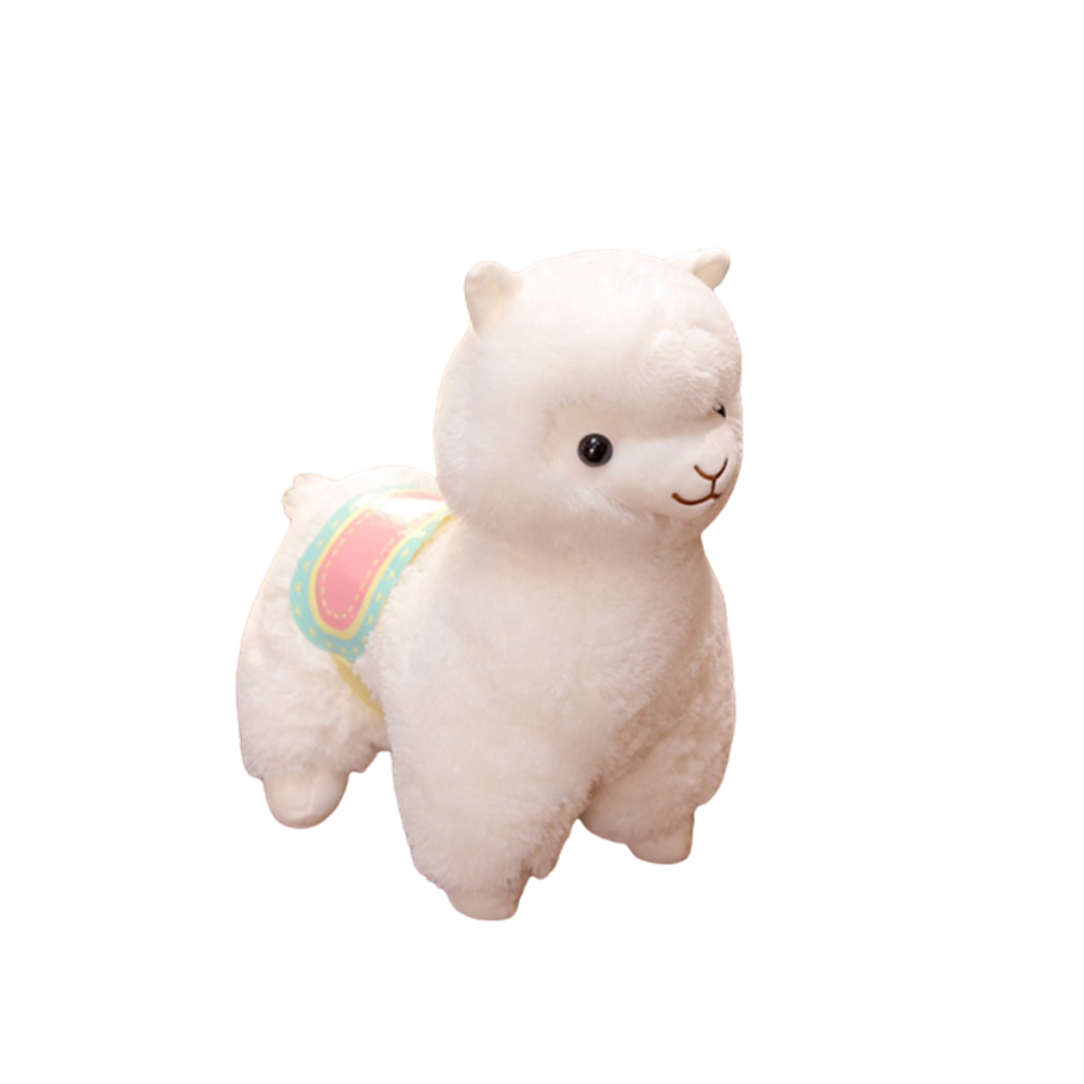 (, 50Cm/19.69In) Plush Saddle Alpaca Toy Home Desktop Decoration Pillow Pacify Doll Gift Fluffy White
