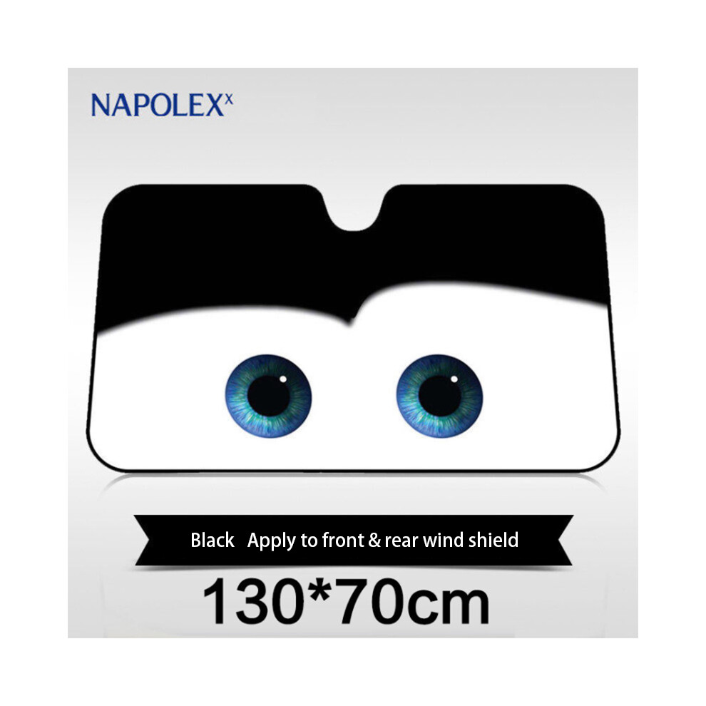 (Black) Foil Aluminium Cartoon Car Windshield Sun Shade Big Eyes Cars Window Front Visor Black