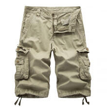 (Khaki, 32) Military Mens Combat Hiking Cargo Shorts Pants Work Casual Trousers Army Short