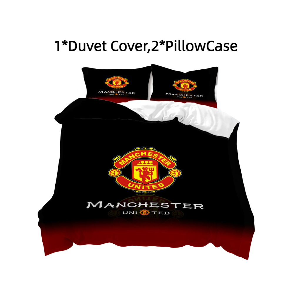 (Style A) Bedding Nameplate Football Duvet Cover Bed Sheet Breathable Pillowcase Cartoon