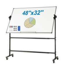 Vevor BB4832YCDLYDVRU6FV0 48 x 32 in. Double-Sided Magnetic Mobile Rolling Whiteboard for 360 Deg Reversible Adjustable Height Dry Erase Board