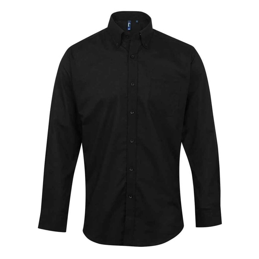 (23in, Black) Premier Mens Signature Oxford Long-Sleeved Formal Shirt