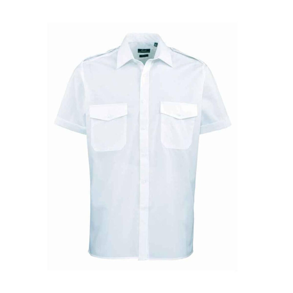 (22in, Light Blue) Premier Mens Short-Sleeved Pilot Shirt