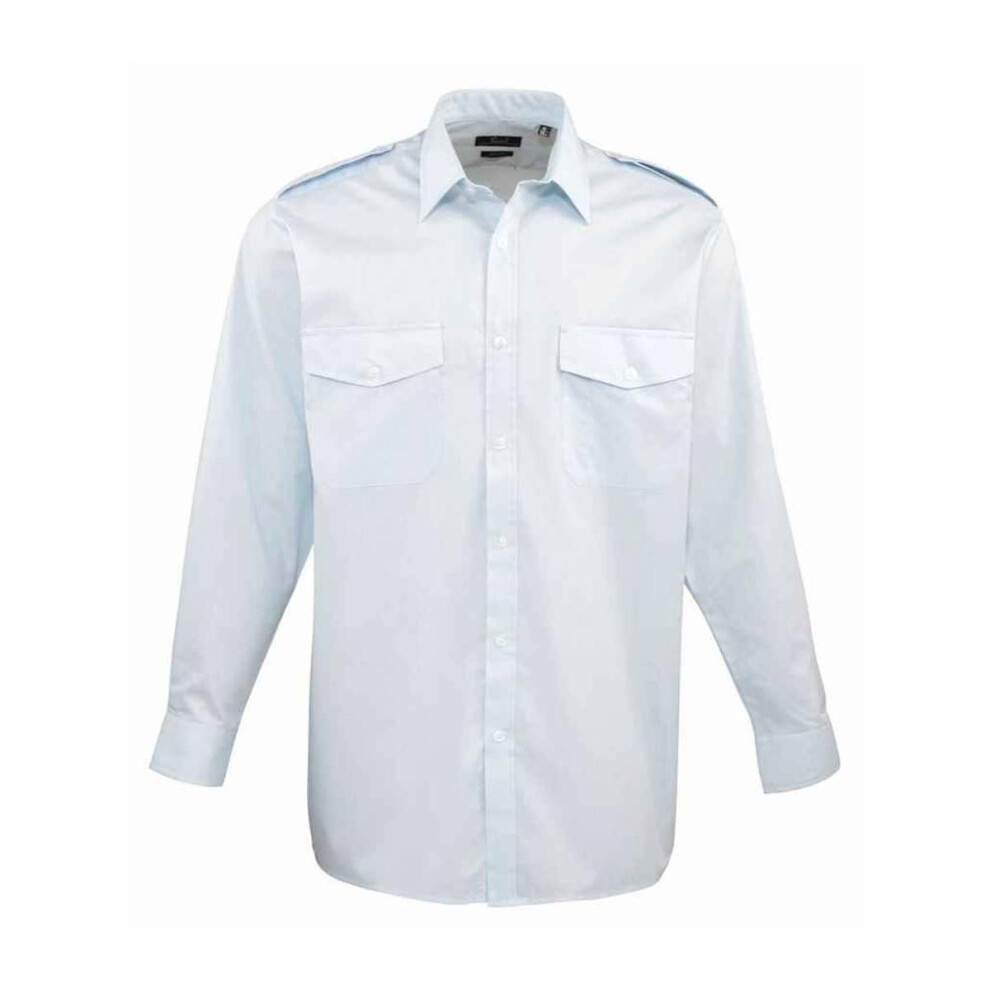 (23in, Light Blue) Premier Mens Long-Sleeved Pilot Shirt