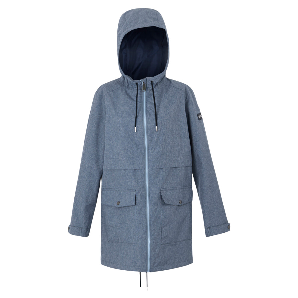 (16 UK, Chambray/Dark Denim) Regatta Womens/Ladies Navaeh Contrast Zip Waterproof Jacket