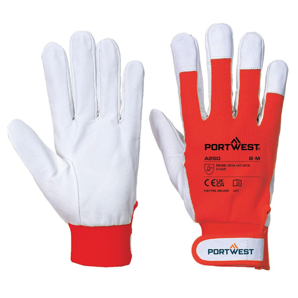 (XL, Red) Portwest A250 - Tergsus Goat Leather Gloves