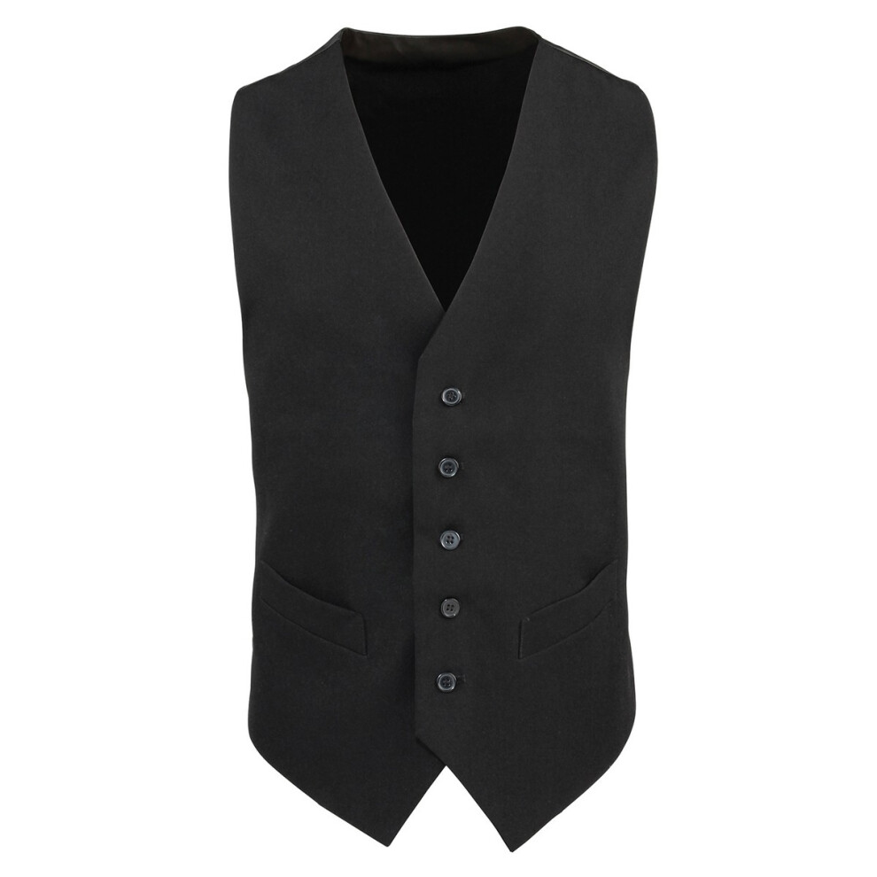 (5XL, Black) Premier Mens Lined Waistcoat