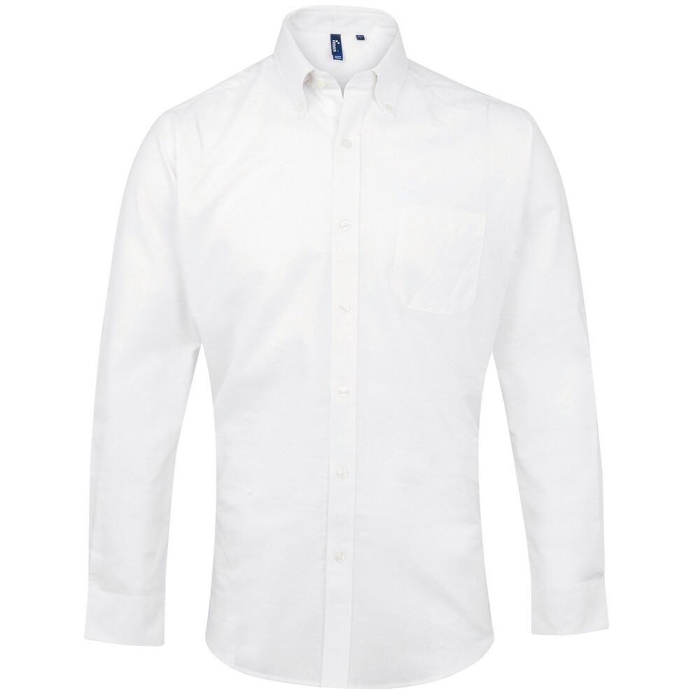 (23in, White) Premier Mens Signature Oxford Long-Sleeved Shirt
