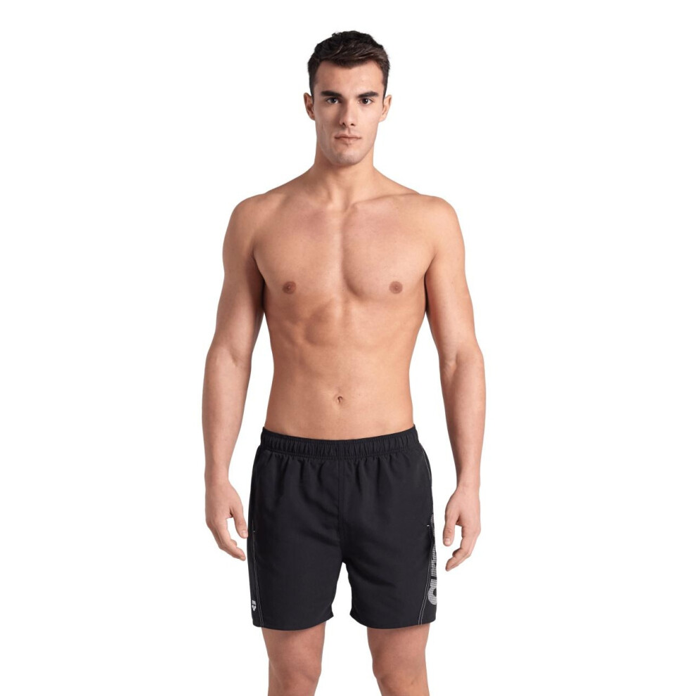(S, Black/White) Arena Mens Fundamental Swimming Trunks