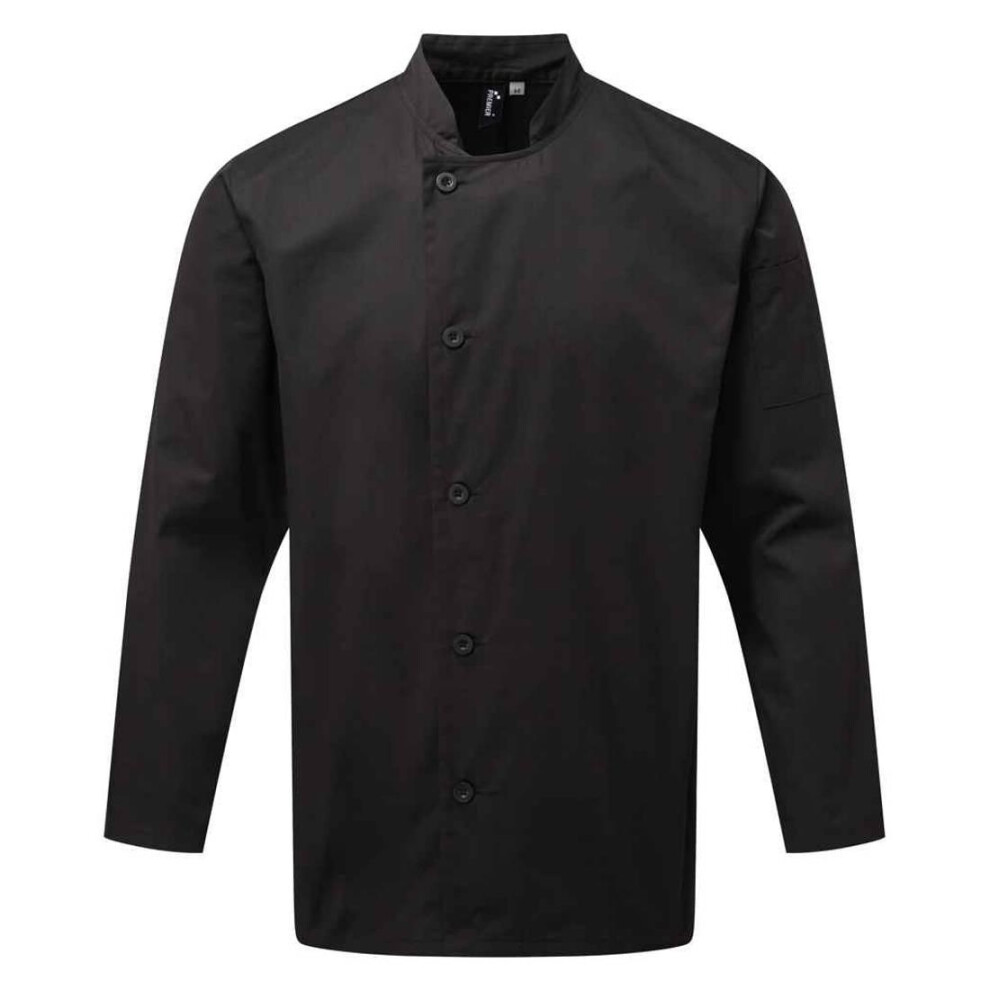 (5XL, Black) Premier Mens Essential Long-Sleeved Chef Jacket