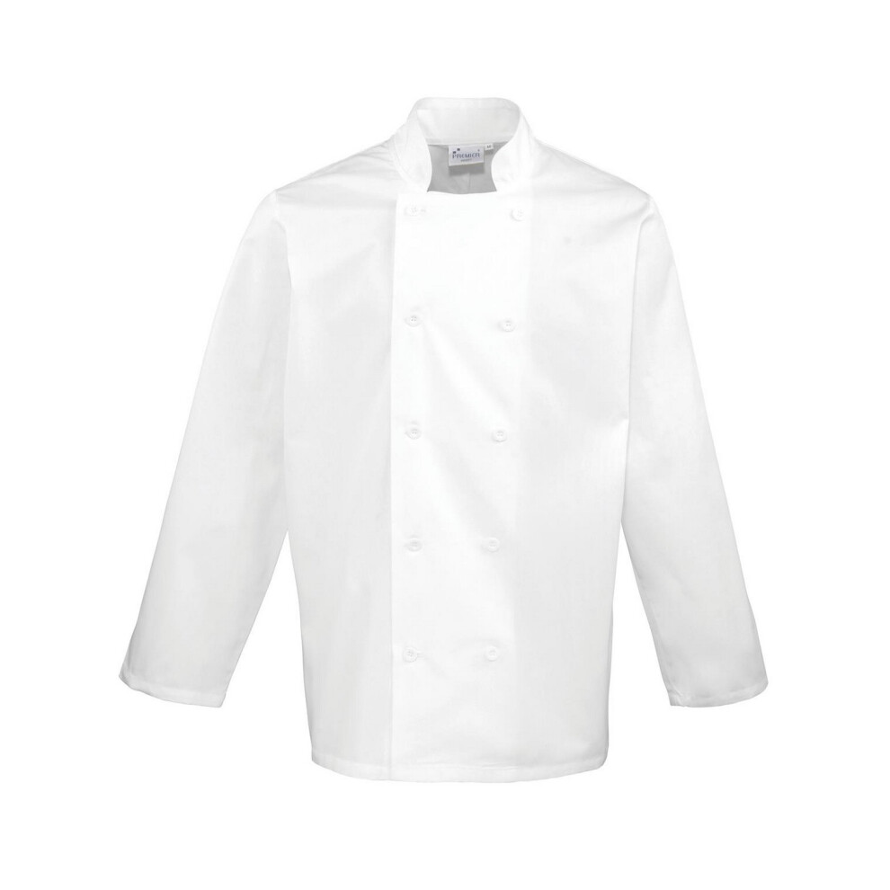 (5XL, White) Premier Mens Long-Sleeved Chef Jacket