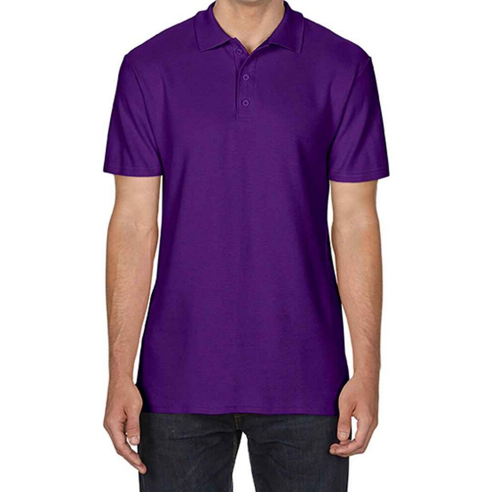 (M, Purple) Gildan Mens SoftStyle Double Pique Polo Shirt