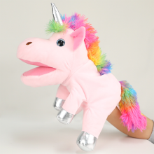 (Pink) Unicorn Hand Puppet Plush Doll Toy Storytelling Doll Party Kids Supplies Favor