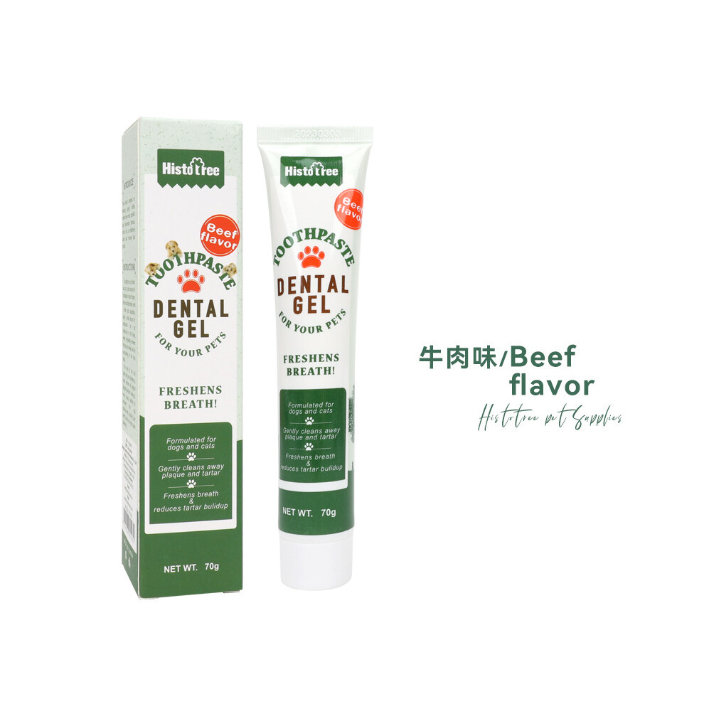 (Beef) Taste Beef Pet Toothpaste Toothbrush Cleaning Care Teeth Fresh Breath For Dog