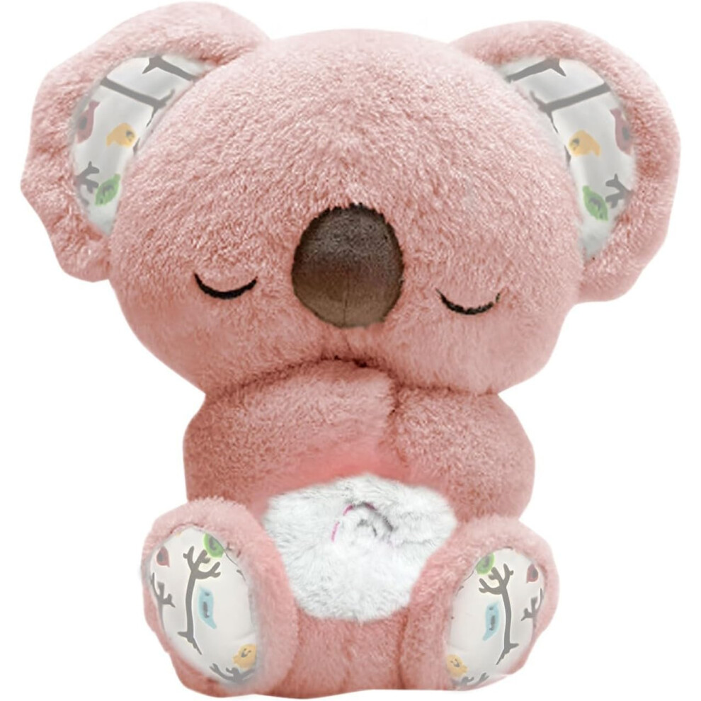 (5.91*9.45*9.84In, ) Koala Relief Anxiety Breathing With Sensory Music Lights Rhythmic Breathing Adjustable For Sleep Companion,Four Modes Double Pink