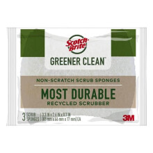 Greener Clean Non-Scratch Scrubber Sponge for Multi-Purpose, Brown - 4.5 in. - Pack of 3 - Pack of 8