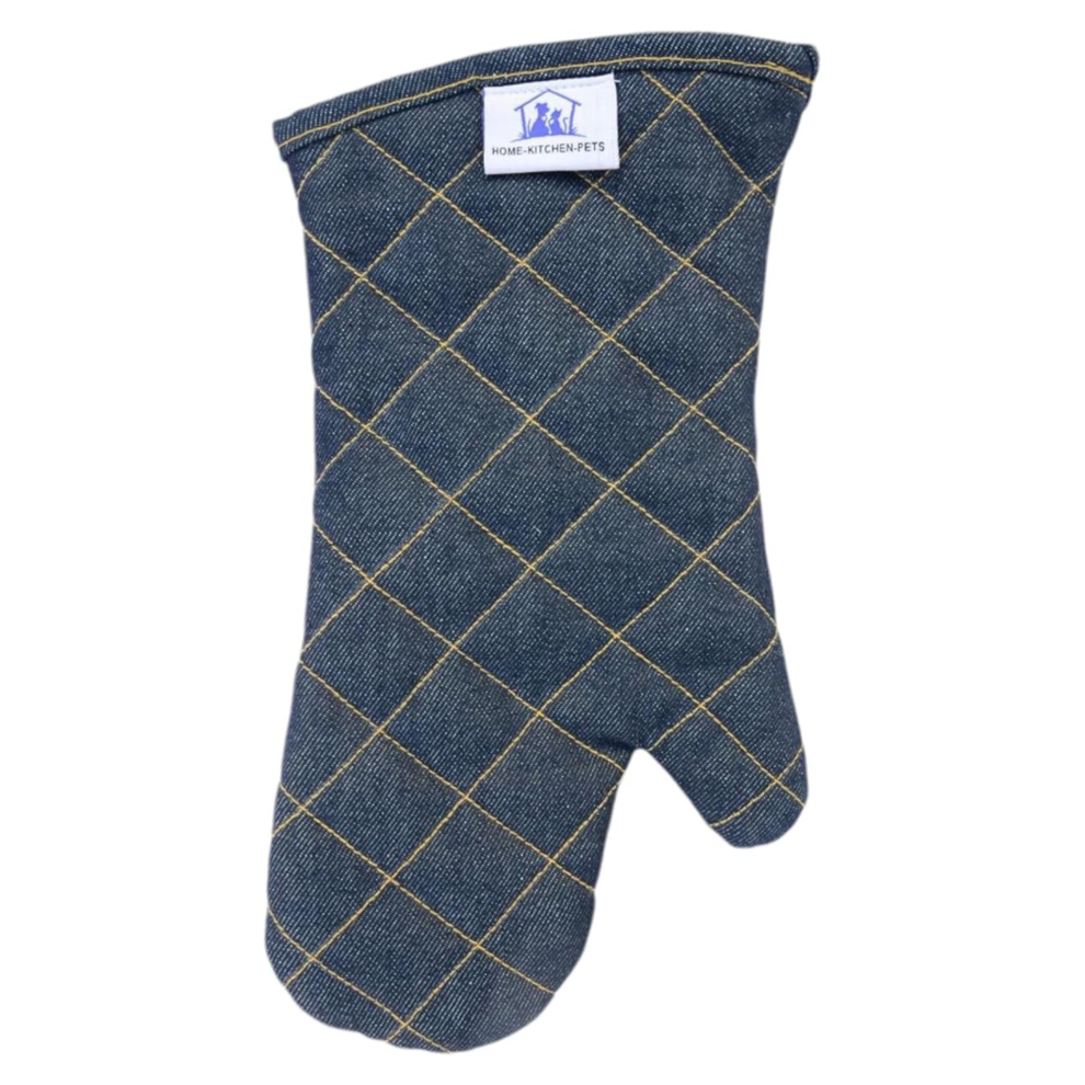 Sterling Sports Oxford Denim Gauntlet Oven Mitts Heat Resistant Kitchen Gloves Black