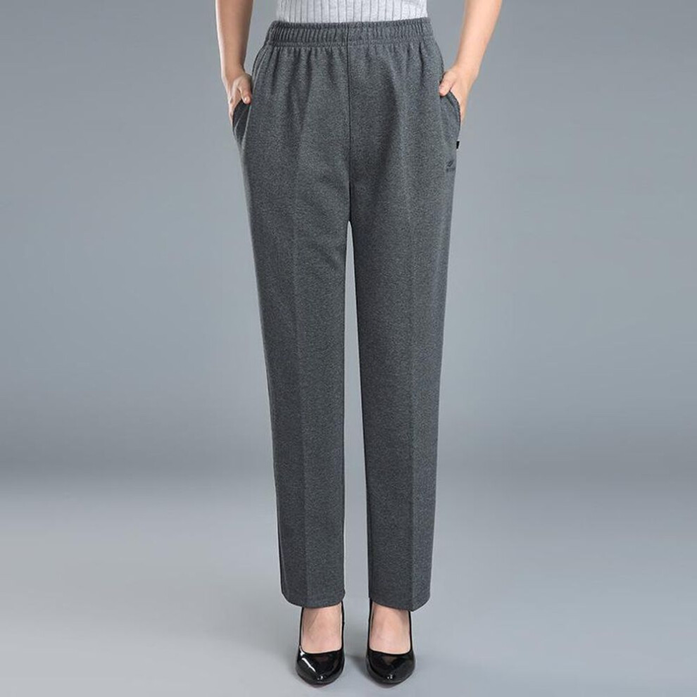 (dark grey, XXXL) Middle-aged Women Trousers Casual Loose Elastic Waist Mother Pants Large Size Warm Female Spring Autumn Pants Pantalon Femme
