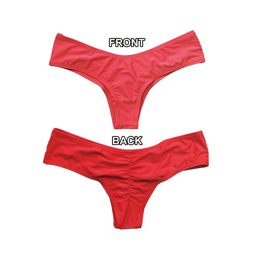 (Red, Tag XL=US M) Brazilian Women Gstring Briefs Bikini Sexy Thong Beach Ruffles Bikini Thong-image-OPC-PFZKW7M-NEW