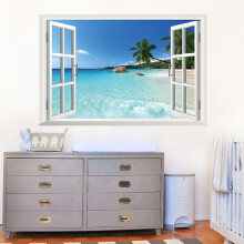 Resort 3d Beach Window View Removable Wall Sticker Art Vinyl Decal Decor Mural