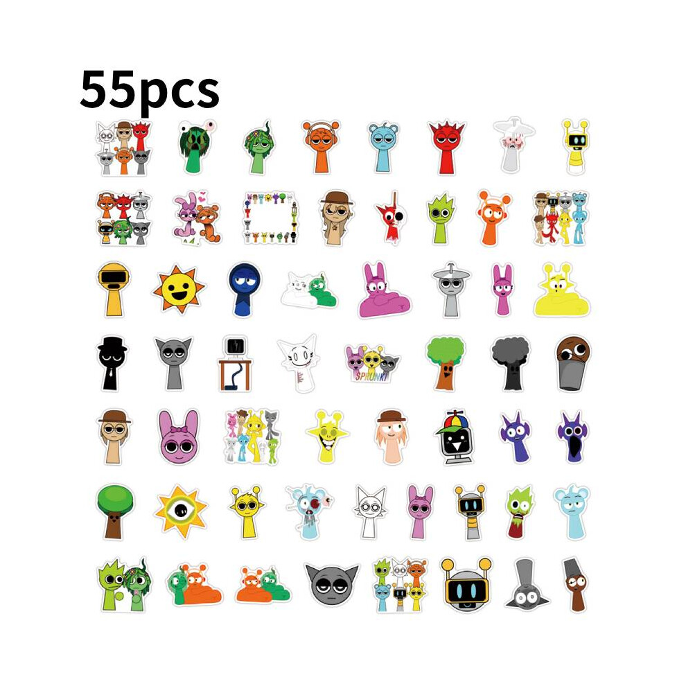 (55pcs) Cartoon Sprunki Paster Decorative Water Bottle Waterproof Gift Children Sticker