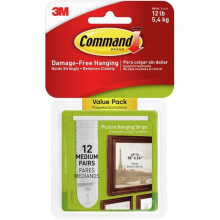 3M Medium White - Picture Hanging Strips - Pack of 12
