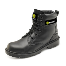 Beeswift 6 Eyelet MS Safety Boot - Black Smooth leather All Sizes