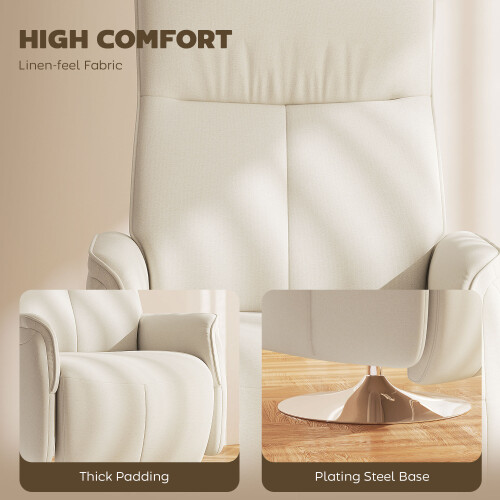 Homcom HOMCOM Massage Reclining Chair with Adjustable Backrest, Cream White 1