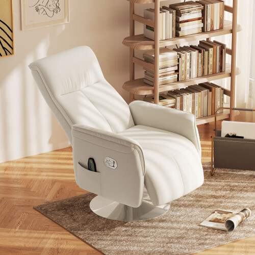 Homcom HOMCOM Massage Reclining Chair with Adjustable Backrest, Cream White